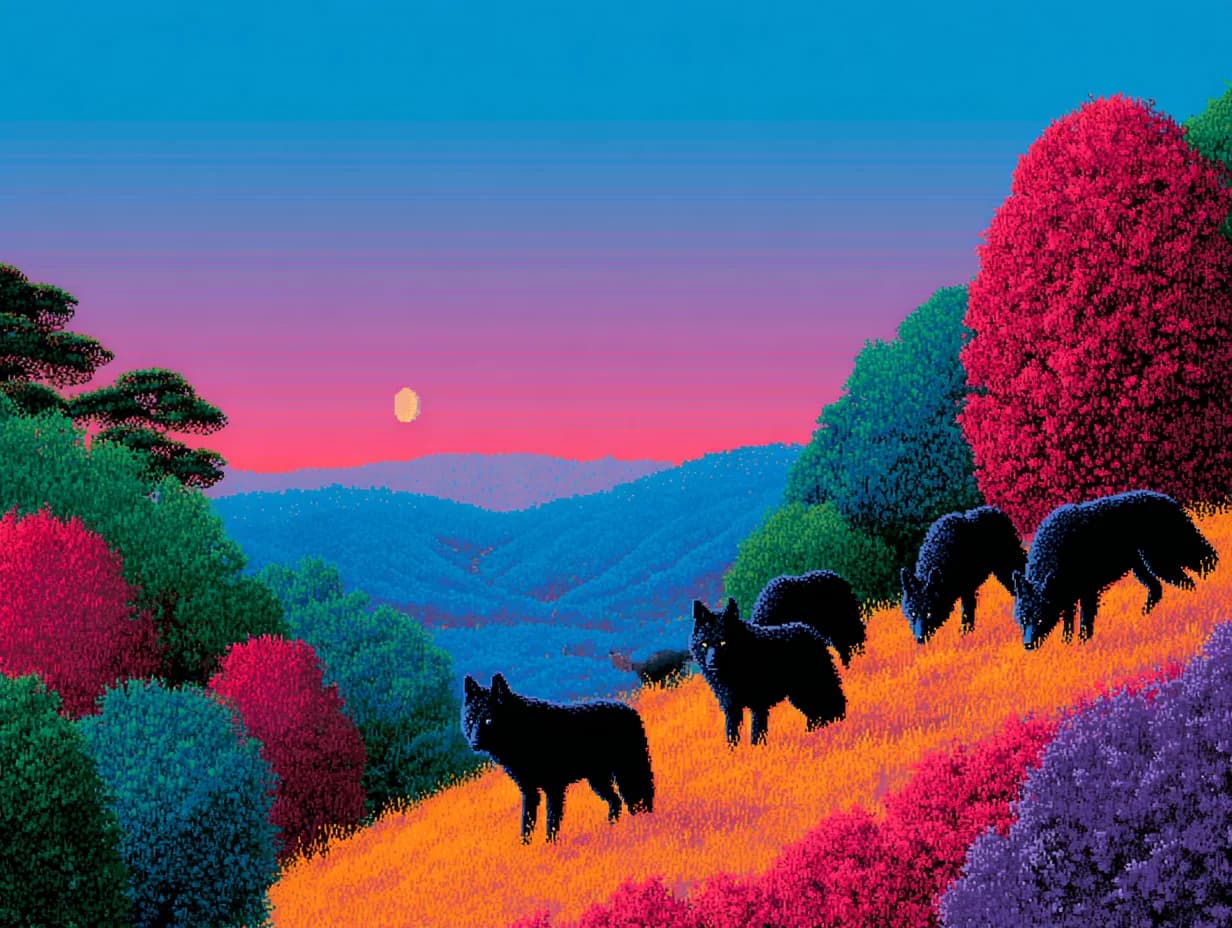 Wolves traversing landscape - representing continuous tests finding security gaps